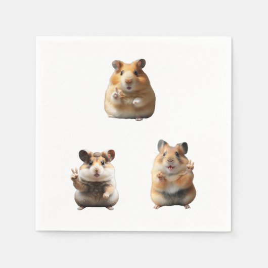 Grappige Hamster Meme Vredesteken Servet (Voorkant)