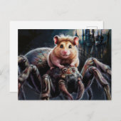 Grappige hamster rijden op een gigantische spin fa briefkaart (Voorkant / Achterkant)