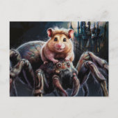 Grappige hamster rijden op een gigantische spin fa briefkaart (Voorkant)