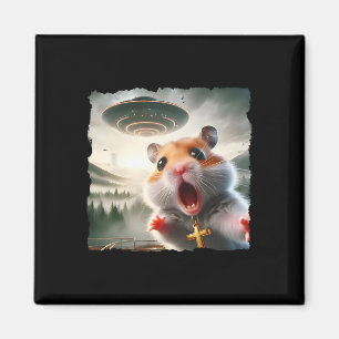 Grappige hamster-selfie met alien-trip-meme huisdi magneet