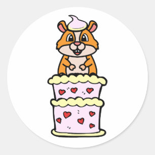 Grappige hamster springen uit een taart ronde sticker