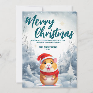 Grappige Hamster Vrolijk Kerstboom sneeuw Vakantie Feestdagenkaart