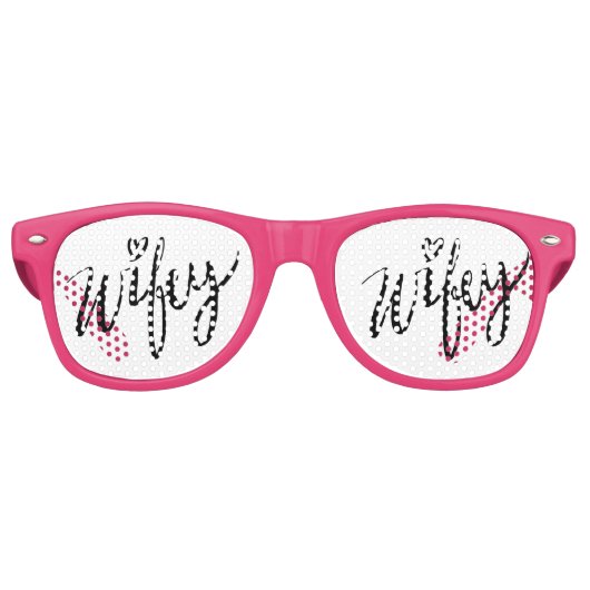 Grappige hand geletterd WIFEY bruiloft partij tint Retro Zonnebril (Voorkant)