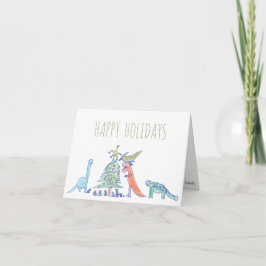 Grappige hand getekende dinosaurus T-Rex Kerstmis Feestdagen Kaart
