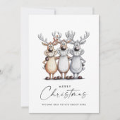 Grappige Hand Getrokken Kerst Reinders Corporate Feestdagenkaart (Voorkant)
