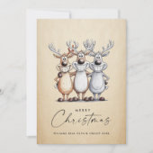 Grappige Hand Getrokken Kerst Reinders Corporate Feestdagenkaart (Voorkant)