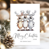 Grappige Hand Getrokken Kerst Reinders Feestdagenkaart