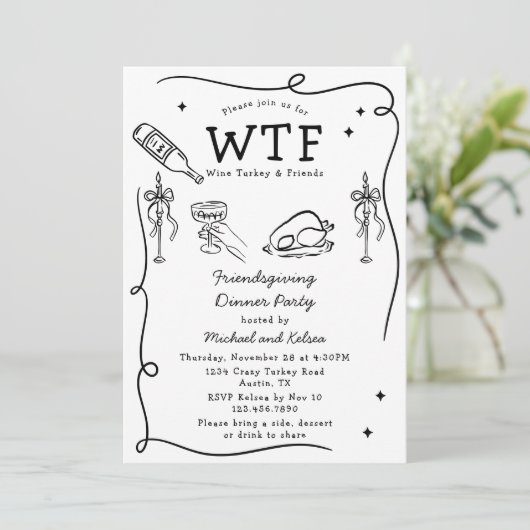 Grappige Hand getrokken Vriendschappen geven WTF D Kaart (Staand voorkant)