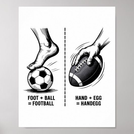Grappige Handegg Vs Voetbal Meme Voetbal Logica Sp Poster (Voorkant)