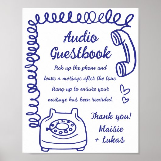Grappige handgeschreven illustratie Audio Guestboo Poster (Voorkant)