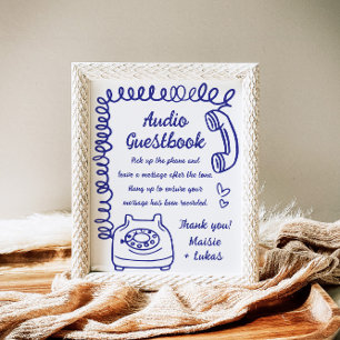 Grappige handgeschreven illustratie Audio Guestboo Poster