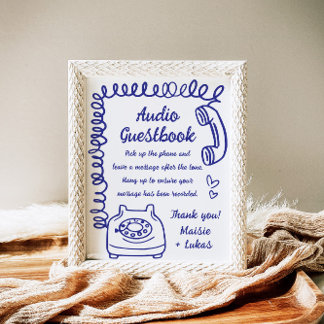 Grappige handgeschreven illustratie Audio Guestboo Poster