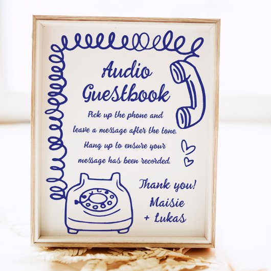 Grappige handgeschreven illustratie Audio Guestboo Poster