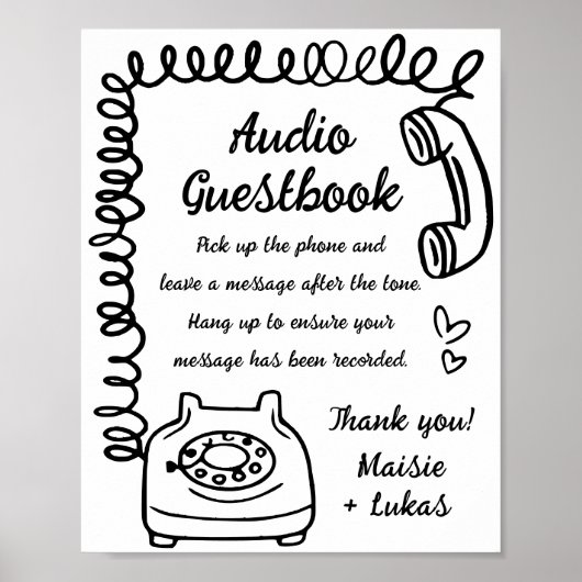 Grappige handgeschreven illustratie Audio Guestboo Poster (Voorkant)