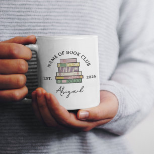 Grappige Handgetekende Boek Stapel Boek Club Lid Koffiemok