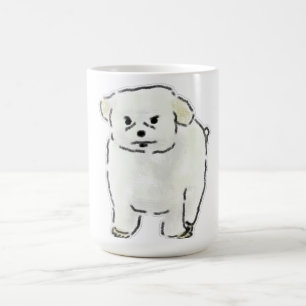 Grappige handgetekende boze witte puppy-illustrati koffiemok