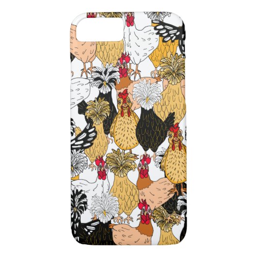 Grappige handgetekende Cartoon kippen Case-Mate iPhone Case (Achterkant)