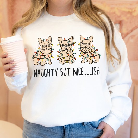Grappige handgetekende Franse Bulldog Kerst Trui