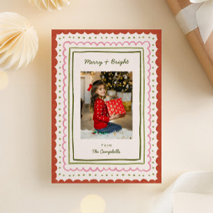 Grappige handgetekende Lijsten kerstfoto Feestdagenkaart