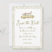 Grappige handgetekende Ljubljana Castle Europe Save The Date (Voorkant)