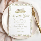 Grappige handgetekende Ljubljana Castle Europe Save The Date