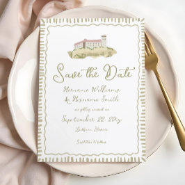 Grappige handgetekende Ljubljana Castle Europe Save The Date