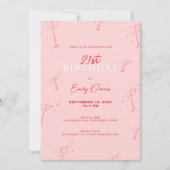 Grappige handgetekende martini 21ste verjaardagsfe kaart (Voorkant)