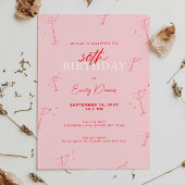 Grappige handgetekende martini 30ste verjaardagsfe kaart