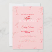 Grappige handgetekende martini 30ste verjaardagsfe kaart (Voorkant)