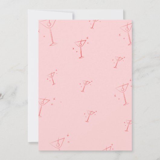 Grappige handgetekende martini 50ste verjaardagsfe kaart (Achterkant)