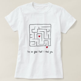Grappige handgetekende Maze Valentijn geschenken P T-shirt