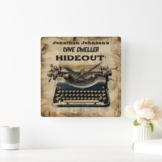 Grappige Handmatige Typewriter Wandklok (Huis)