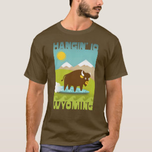 Grappige hangende 10 surfende buffels bergen Wyomi T-shirt
