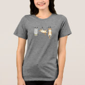 Grappige Hangende Kat Tri-Blend Shirt (Voorkant)