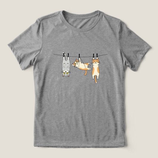 Grappige Hangende Kat Tri-Blend Shirt (Design voorkant)