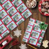 Grappige hangende kerstboom kat cadeaupapier