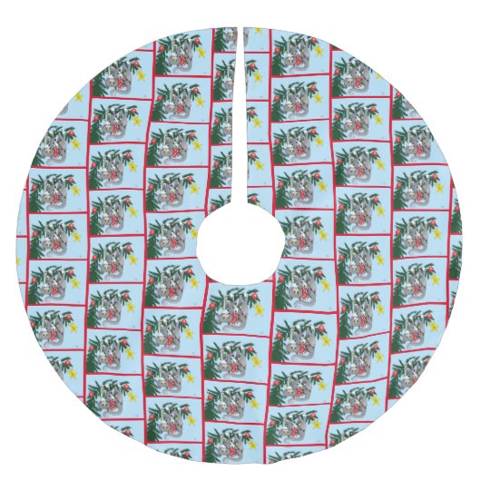 Grappige hangende kerstboom kat kerstboom rok (Voorkant)