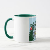 Grappige hangende kerstboom kat mok (Links)