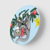 Grappige hangende kerstboom kat ronde klok (Hoek)