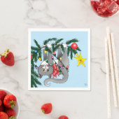 Grappige hangende kerstboom kat servet (Insitu)