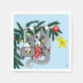 Grappige hangende kerstboom kat servet (Voorkant)