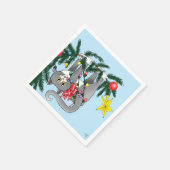 Grappige hangende kerstboom kat servet (Hoek)