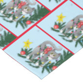 Grappige hangende kerstboom kat tafelkleed (Gekanteld)