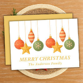 Grappige hangende kerstversieringen feestdagenkaart
