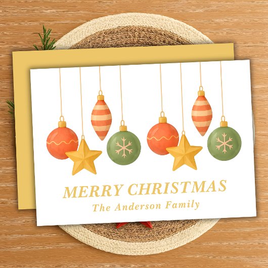 Grappige hangende kerstversieringen feestdagenkaart