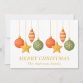 Grappige hangende kerstversieringen feestdagenkaart (Voorkant)