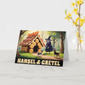 Grappige Hansel en Gretel-hond Kaart (Gele Bloem)