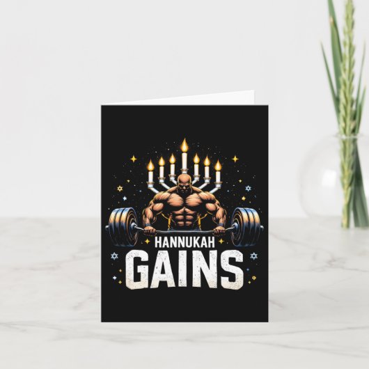 Grappige Hanukkah Joodse Gym Workout Hannukah Gain Kaart (Voorkant)
