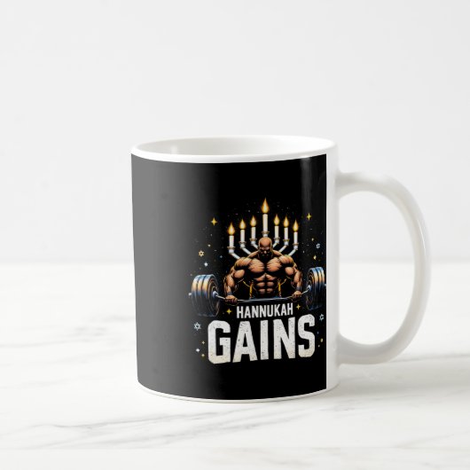 Grappige Hanukkah Joodse Gym Workout Hannukah Gain Koffiemok (Rechts)
