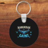 Grappige Hanukkah Joodse Gym Workout Hanukkah Gain Sleutelhanger (Voorkant)